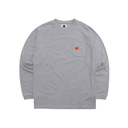 [코닥어패럴] 포켓 롱 슬리브 티셔츠 (멜란지그레이)